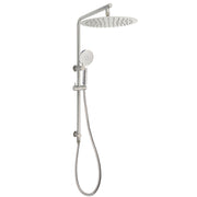 WELS Brushed Nickel Dual Shower Set Sliding Rail Arm 12" Round Head Handheld 2 Way Diverter V1233-S4902BNHR002M4CNKSR112N