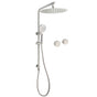 Brushed Nickel 2in1 Shower Set Sliding Rail Arm 12" Round Head Handheld Twin Taps Hot Cold Water Control V1233-S4902BNHR002M4CNKSR112NKC0292BN