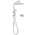 Brushed Nickel Dual Shower Set Sliding Rail Arm 12" Round Head Handheld Wall Mixer Valve V1233-S4902BNHR002M4CNKSR112NKC1292BN