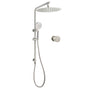 Brushed Nickel Dual Shower Set Sliding Rail Arm 12" Round Head Handheld Wall Mixer Valve V1233-S4902BNHR002M4CNKSR112NKC1292BN