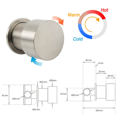 Brushed Nickel Dual Shower Set Sliding Rail Arm 12" Round Head Handheld Wall Mixer Valve V1233-S4902BNHR002M4CNKSR112NKC1292BN