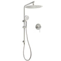 WELS Brushed Nickel Dual Shower Set Sliding Rail Arm 12" Round Head Handheld Wall Mixer V1233-S4902BNHR002M4CNKSR112NKRD201N