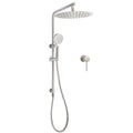 WELS Brushed Nickel 2in1 Shower Set Sliding Rail Arm 12" Round Head Handheld Small Face Mixer V1233-S4902BNHR002M4CNKSR112NKRD201N60