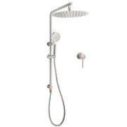 WELS Brushed Nickel 2in1 Shower Set Sliding Rail Arm 12" Round Head Handheld Small Face Mixer V1233-S4902BNHR002M4CNKSR112NKRD201N60