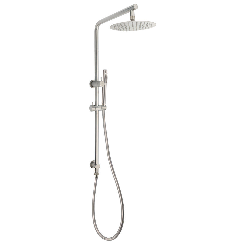 WELS Brushed Nickel 2in1 Shower Set Sliding Rail Arm 8" Round Head Stainless Steel Handheld Rose V1233-S4902BNSS019CBNKSR108N