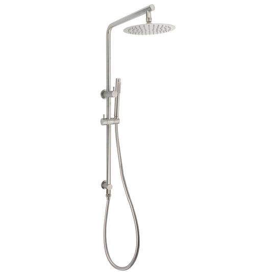 WELS Brushed Nickel 2in1 Shower Set Sliding Rail Arm 8" Round Head Stainless Steel Handheld Rose V1233-S4902BNSS019CBNKSR108N