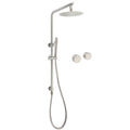 Brushed Nickel 2in1 Shower Set Sliding Rail Arm 8" Round Head Stainless Steel Handheld Twin Taps Valve V1233-S4902BNSS019CBNKSR108NKC0292BN