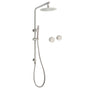 Brushed Nickel 2in1 Shower Set Sliding Rail Arm 8" Round Head Stainless Steel Handheld Twin Taps Valve V1233-S4902BNSS019CBNKSR108NKC0292BN