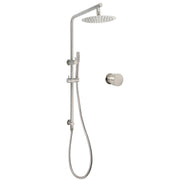 Brushed Nickel 2in1 Shower Set Sliding Rail Arm 8" Round Head Metal Handheld Hot Cold Mixer Valve V1233-S4902BNSS019CBNKSR108NKC1292BN