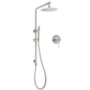 WELS Brushed Nickel Dual Shower Set Sliding Rail Arm 8" Round Head Metal Handheld Wall Mixer V1233-S4902BNSS019CBNKSR108NKRD201N