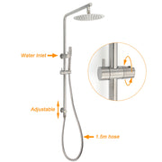WELS Brushed Nickel Dual Shower Set Sliding Rail Arm 8" Round Head Metal Handheld Wall Mixer V1233-S4902BNSS019CBNKSR108NKRD201N
