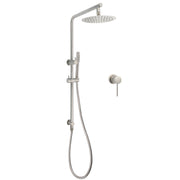 WELS Brushed Nickel 2in1 Shower Set Sliding Rail Arm 8" Round Head Metal Handheld Small Face Mixer V1233-S4902BNSS019CBNKSR108NKRD201N60