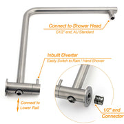 WELS Brushed Nickel 2in1 Shower Set Sliding Rail Arm 8" Round Head Metal Handheld Small Face Mixer V1233-S4902BNSS019CBNKSR108NKRD201N60