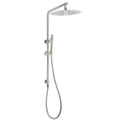 WELS Brushed Nickel Dual Shower Set Sliding Rail Arm 12" Round Head Handheld Rose Combo V1233-S4902BNSS019CBNKSR112N
