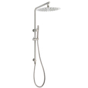 WELS Brushed Nickel Dual Shower Set Sliding Rail Arm 12" Round Head Handheld Rose Combo V1233-S4902BNSS019CBNKSR112N