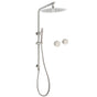 WELS Brushed Nickel Dual Shower Set Sliding Rail Arm 12" Round Head Metal Handheld Twin Taps Valve V1233-S4902BNSS019CBNKSR112NKC0292BN