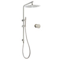 Brushed Nickel Dual Shower Set Sliding Rail Arm 12" Round Head Handheld Hot Cold Control Mixer Valve V1233-S4902BNSS019CBNKSR112NKC1292BN