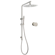 Brushed Nickel Dual Shower Set Sliding Rail Arm 12" Round Head Handheld Hot Cold Control Mixer Valve V1233-S4902BNSS019CBNKSR112NKC1292BN
