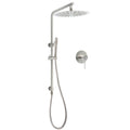 WELS Brushed Nickel 2in1 Shower Set Sliding Rail Arm Large 12" Round Head Handheld Mixer V1233-S4902BNSS019CBNKSR112NKRD201N