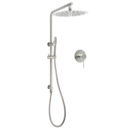 WELS Brushed Nickel 2in1 Shower Set Sliding Rail Arm Large 12" Round Head Handheld Mixer V1233-S4902BNSS019CBNKSR112NKRD201N