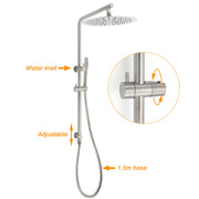 WELS Brushed Nickel 2in1 Shower Set Sliding Rail Arm Large 12" Round Head Handheld Mixer V1233-S4902BNSS019CBNKSR112NKRD201N