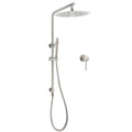 WELS Brushed Nickel Dual Shower Set Sliding Rail Arm Large 12" Round Head Handheld Small Face Mixer V1233-S4902BNSS019CBNKSR112NKRD201N60