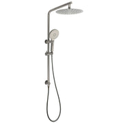 WELS Gunmetal Round 10" Twin Shower Head 3 Modes Handheld Slide Rail Diverter Arm V1233-S4902GMHR002M4CGMKSR110GM