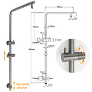 WELS Gunmetal Round 10" Twin Shower Head 3 Modes Handheld Slide Rail Diverter Arm V1233-S4902GMHR002M4CGMKSR110GM