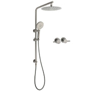 WELS Gun Metal Round 10" 2in1 Shower Head 3 Modes Handheld Slide Rail Arm Twin Taps V1233-S4902GMHR002M4CGMKSR110GMCPF0282AGM