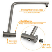 WELS Gun Metal Round 10" 2in1 Shower Head 3 Modes Handheld Slide Rail Arm Twin Taps V1233-S4902GMHR002M4CGMKSR110GMCPF0282AGM