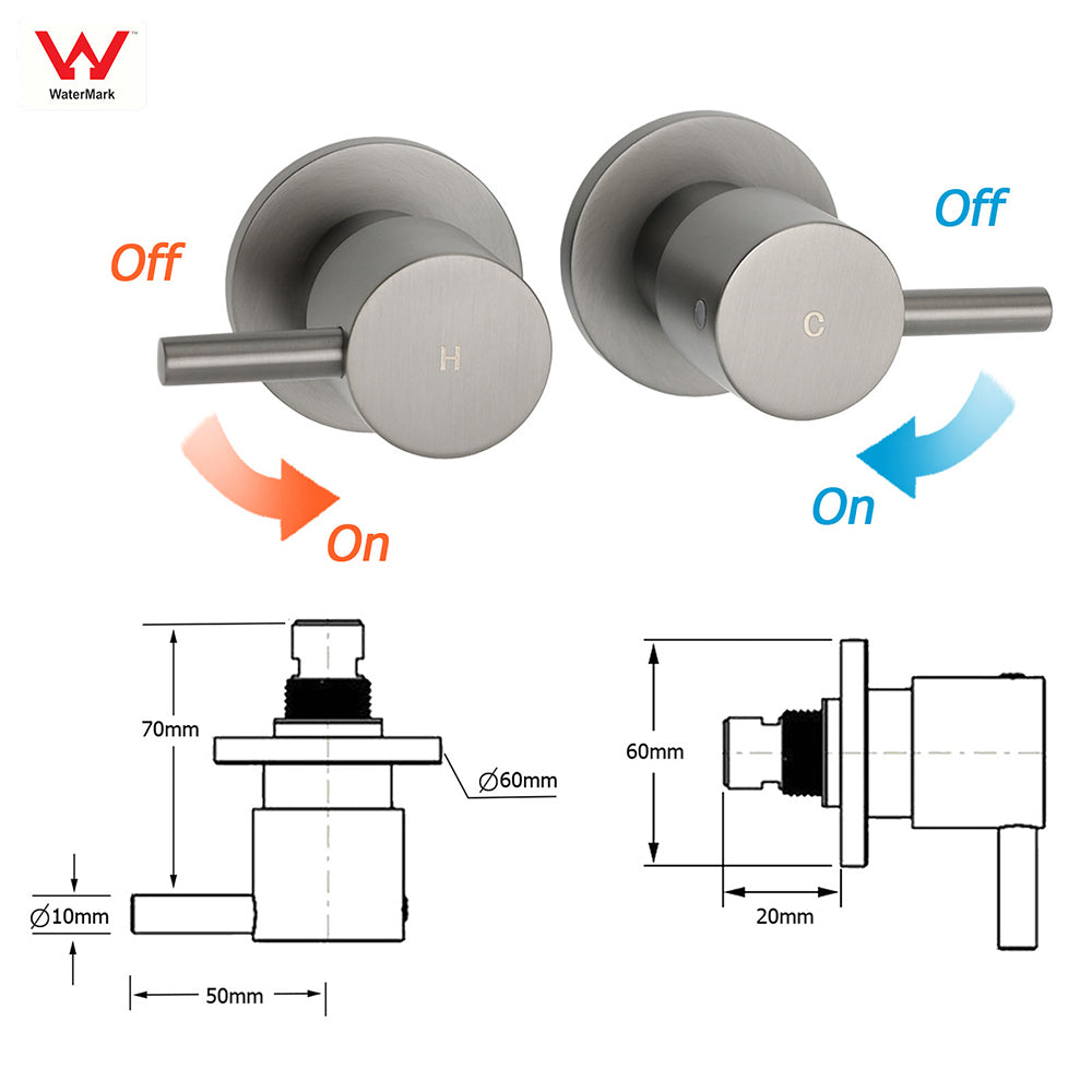 WELS Gun Metal Round 10" 2in1 Shower Head 3 Modes Handheld Slide Rail Arm Twin Taps V1233-S4902GMHR002M4CGMKSR110GMCPF0282AGM
