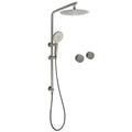 WELS Gun Metal Round 10" Twin Shower Head 3 Modes Handheld Slide Rail Hot Cold Taps Set V1233-S4902GMHR002M4CGMKSR110GMKC0292GM