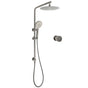 WELS Gun Metal Round 10" Twin Shower Head 3 Modes Handheld Slide Rail Arm Diverter Mixer Set V1233-S4902GMHR002M4CGMKSR110GMKC1292GM