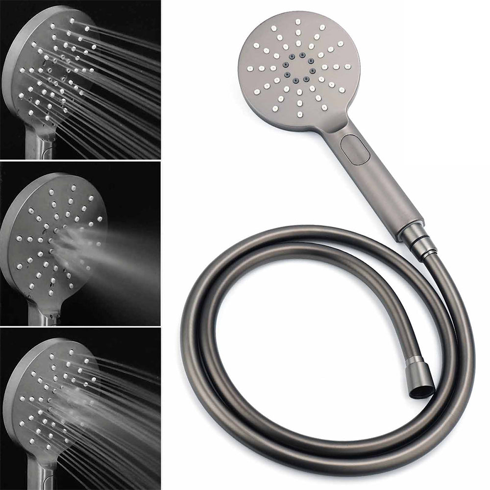 WELS Gun Metal Round 10" Twin Shower Head 3 Modes Handheld Slide Rail Arm Diverter Mixer Set V1233-S4902GMHR002M4CGMKSR110GMKC1292GM