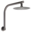 Gun Metal Round 8" Rainfall Shower Head + High Rise Gooseneck Wall Arm Bath Set V1233-SA619GMKSR108GM
