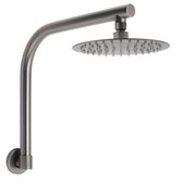 Gun Metal Round 8" Rainfall Shower Head + High Rise Gooseneck Wall Arm Bath Set V1233-SA619GMKSR108GM
