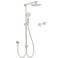 Brushed Nickel Round 8" SUS Rain Head Shower Handheld Sliding Rail Arm Chrome Set + Twin Taps V1233-SC842BSHR002M4CNKSR108NKC0292BN