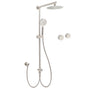 Brushed Nickel Round 8" SUS Rain Head Shower Handheld Sliding Rail Arm Chrome Set + Twin Taps V1233-SC842BSHR002M4CNKSR108NKC0292BN