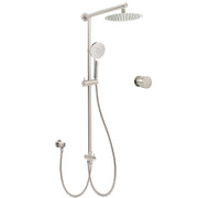 Brushed Nickel 8" Thin Rain Head Twin Shower Handheld Sliding Rail Arm Set With Mixer V1233-SC842BSHR002M4CNKSR108NKC1292BN