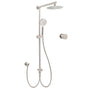 Brushed Nickel 8" Thin Rain Head Twin Shower Handheld Sliding Rail Arm Set With Mixer V1233-SC842BSHR002M4CNKSR108NKC1292BN