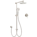 Brushed Nickel Round 8" Rain Head Shower Handheld Sliding Rail Arm Mixer 2in1 Set V1233-SC842BSHR002M4CNKSR108NKRD201N