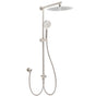 Brushed Nickel 2in1 Round 12" Stainless Steel Rainfall Head Shower Handheld Sliding Rail Arm Set V1233-SC842BSHR002M4CNKSR112N