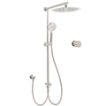 Brushed Nickel 12" Large Rain Head Twin Shower Handheld Sliding Rail Arm Set With Mixer V1233-SC842BSHR002M4CNKSR112NKC1292BN