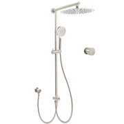 Brushed Nickel 12" Large Rain Head Twin Shower Handheld Sliding Rail Arm Set With Mixer V1233-SC842BSHR002M4CNKSR112NKC1292BN