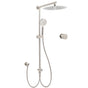 Brushed Nickel 12" Large Rain Head Twin Shower Handheld Sliding Rail Arm Set With Mixer V1233-SC842BSHR002M4CNKSR112NKC1292BN