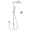 Brushed Nickel Round 12" Rainfall Head Shower Handheld Sliding Rail Arm Mixer 2in1 Set V1233-SC842BSHR002M4CNKSR112NKRD201N