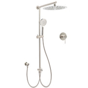 Brushed Nickel Round 12" Rainfall Head Shower Handheld Sliding Rail Arm Mixer 2in1 Set V1233-SC842BSHR002M4CNKSR112NKRD201N
