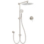 Brushed Nickel Round 12" Rainfall Head Shower Handheld Sliding Rail Arm Mixer 2in1 Set V1233-SC842BSHR002M4CNKSR112NKRD201N