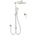 Brushed Nickel Round 12" Rainfall Head Shower Handheld Sliding Rail Small Face Mixer 2in1 Set V1233-SC842BSHR002M4CNKSR112NKRD201N60