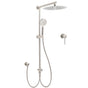 Brushed Nickel Round 12" Rainfall Head Shower Handheld Sliding Rail Small Face Mixer 2in1 Set V1233-SC842BSHR002M4CNKSR112NKRD201N60